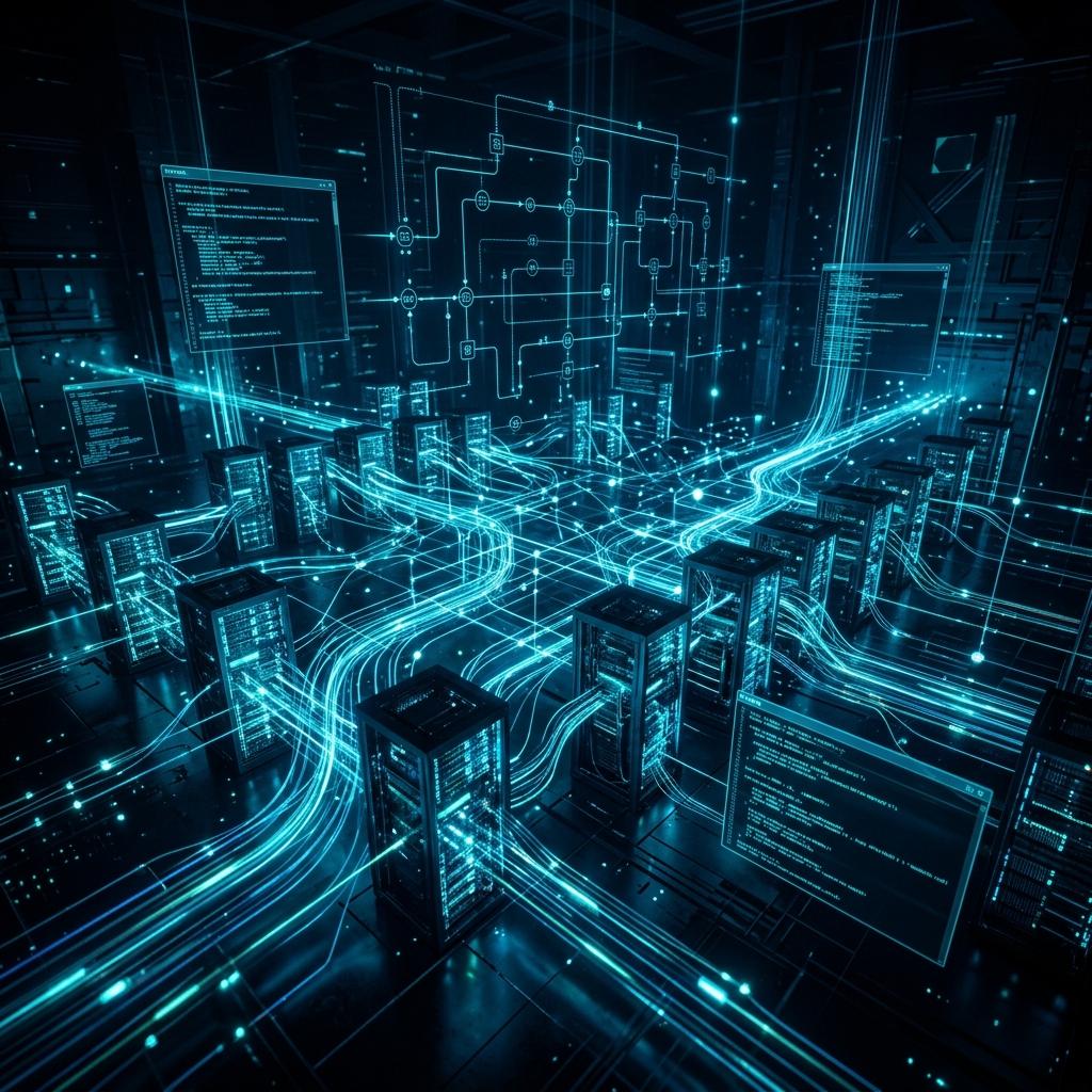 Server infrastructure and API data pipelines visualization
